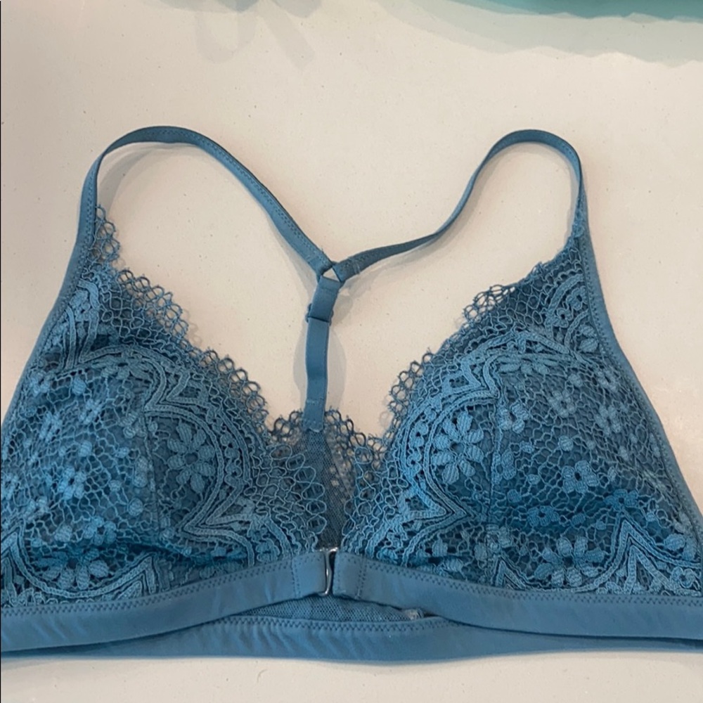 Teal Lace Front-Close Bralette